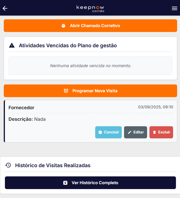 Tela de Chamados